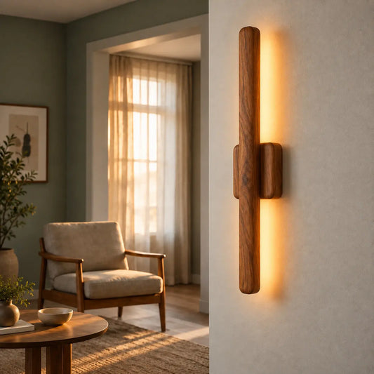 Wooden Wall Sconce in Rosewood & Teak Wall Light| 30" LED NixWoods