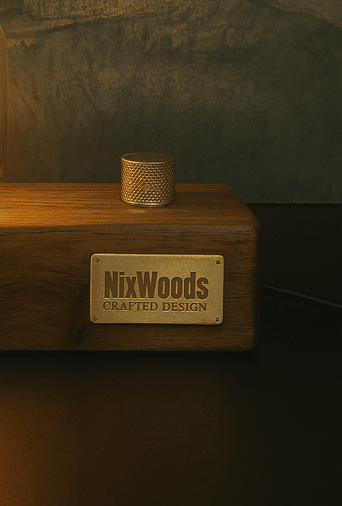 Teak Wood Vintage Table Lamp – Edison Bulb with Brass Dimmer | Handcrafted - NixWoods