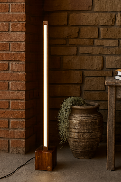 Minimalist Wooden Floor Lamp – Modern Square Rod Structure