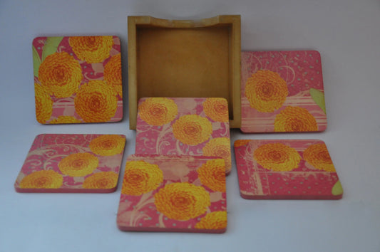 Indian marigold coaster set