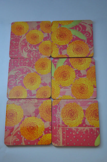 Indian marigold coaster set