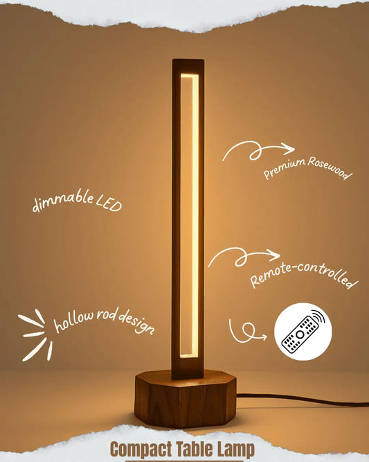 Wooden Compact Floor Lamp – Subtle Charm with Small Hollow Rod Design
