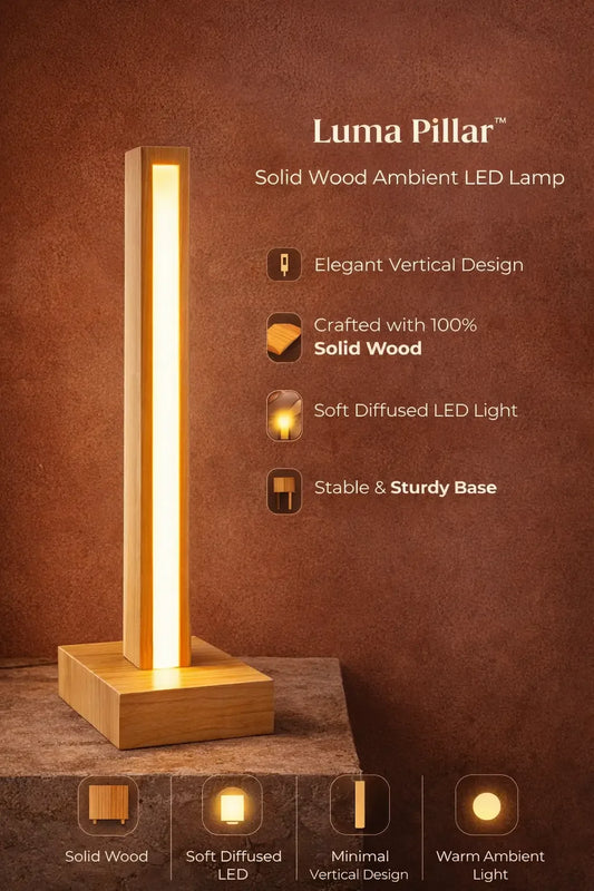 Luma Piller - Solid Wood Ambient LED Lamp - NixWoods