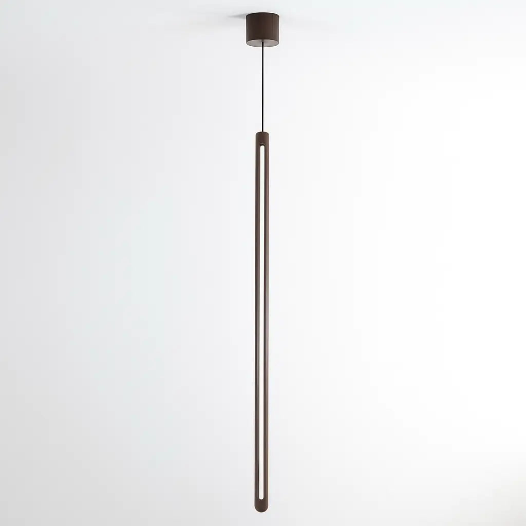 Modern Rosewood Vertical Pendant Lamp – Dimmable Wood Light