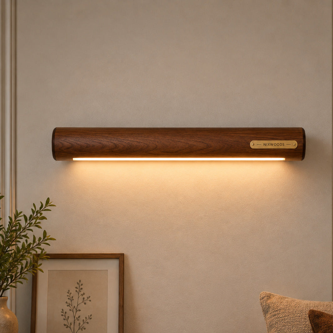 ArcLine 14-Inch Solid Wood LED Wall Light – Warm Ambient Wooden Sconce NixWoods