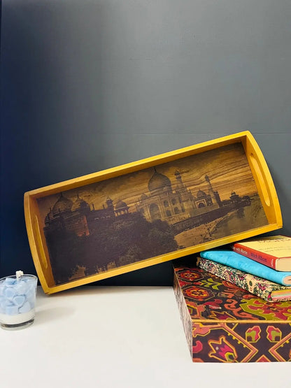 Imperial Taj Mahal Tray | Yellow Frame | Rectangular - NixWoods