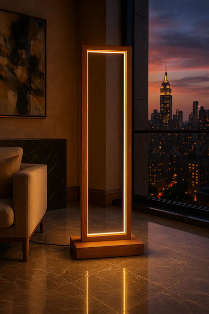 Tall Teak Wood Floor Lamp – A Statement of Warmth & Style