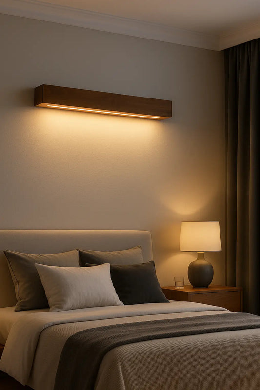 Sheesham Wood Wall Light 40 inches – Minimal Linear LED Sconce for Living Room & Modern Interiors - NixWoods