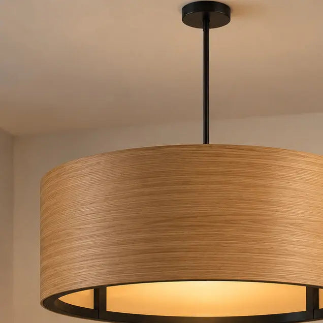 Aura Drum Kitchen Island Pendant Light | Solid Wood Wooden Hanging Lamp - NixWoods