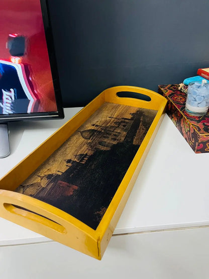Imperial Taj Mahal Tray | Yellow Frame | Rectangular - NixWoods