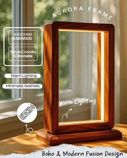 Aurora Frame Lamp – Handcrafted Rosewood Glow
