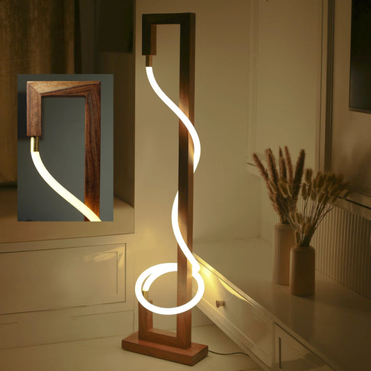 Unique Standing Lamp – Sculpted Glow Rosewood Wood Floor Lamp