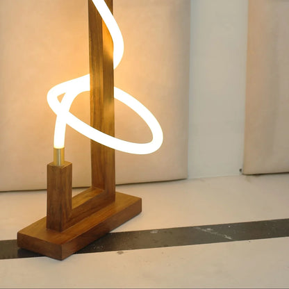 Unique Standing Lamp – Sculpted Glow Rosewood Wood Floor Lamp