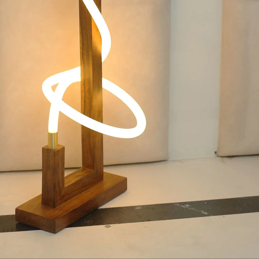 Unique Standing Lamp – Sculpted Glow Rosewood Wood Floor Lamp