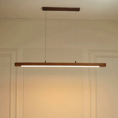 Double Arm Teak Pendant Light – Sculptural Curved LED Statement Light
