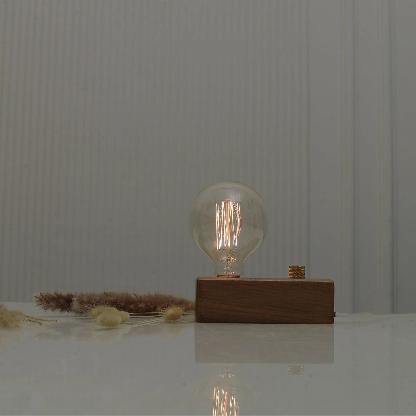 Globe Edison Bulb with Brass Dimmer | Rosewood Vintage Table Lamp | Handcrafted