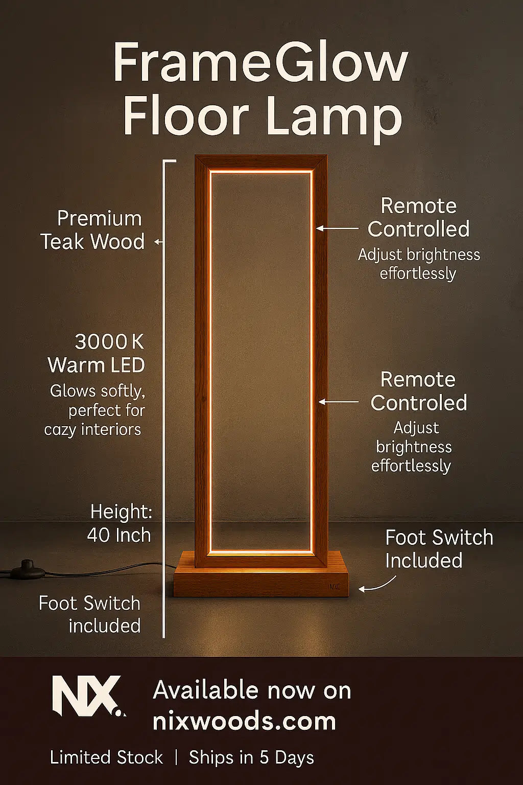 Tall Teak Wood Floor Lamp – A Statement of Warmth & Style
