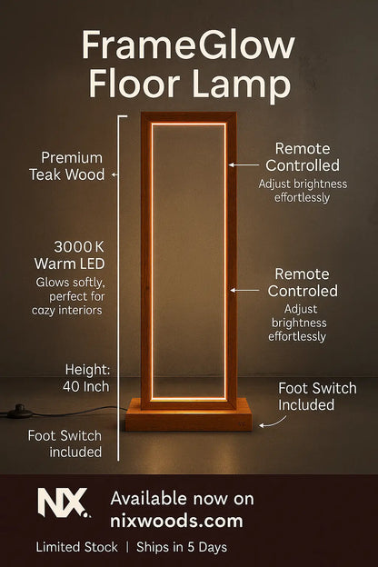 Tall Teak Wood Floor Lamp – A Statement of Warmth & Style