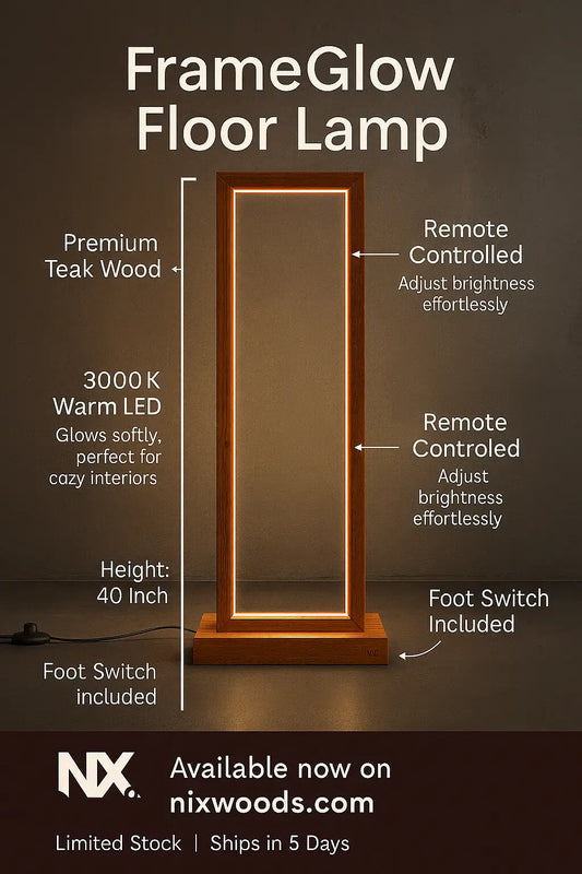 Tall Teak Wood Floor Lamp – A Statement of Warmth & Style