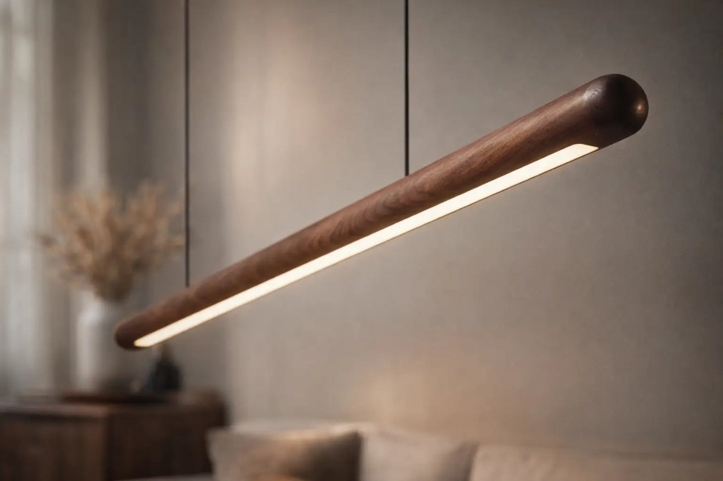 Scandinavian Rosewood Round Pendant Light – Handcrafted Elegance