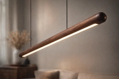 Scandinavian Rosewood Round Pendant Light – Handcrafted Elegance