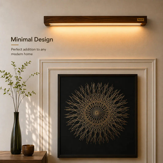 Compact Wooden Wall Light — Solid Sheesham | Warm White LED NixWoods