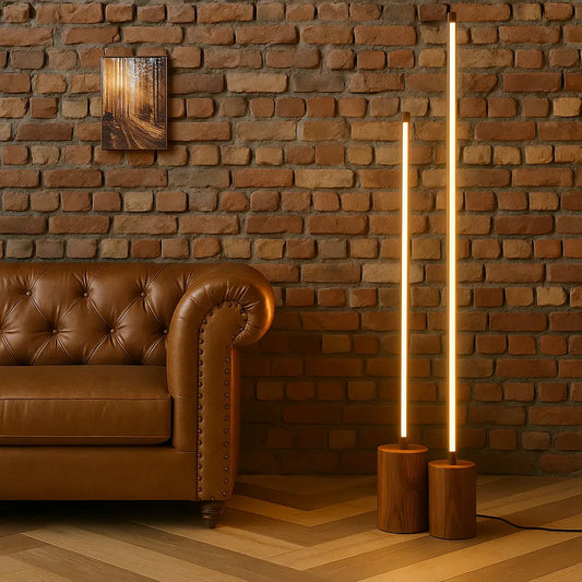 5 Feet Tall Wooden Floor Lamp – Sleek Cylindrical Rod Design - Rosewood