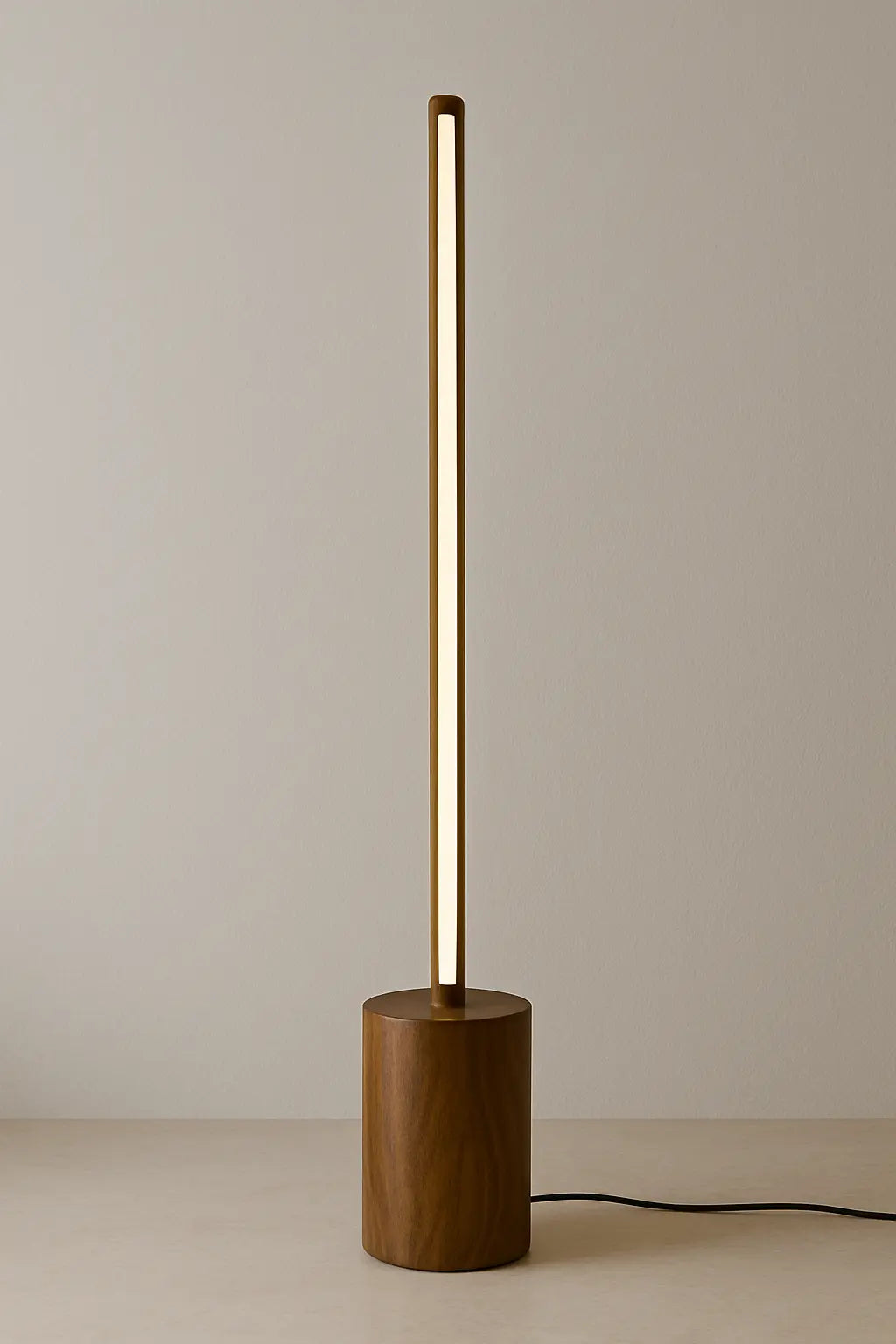 5 Feet Tall Wooden Floor Lamp – Sleek Cylindrical Rod Design - Rosewood