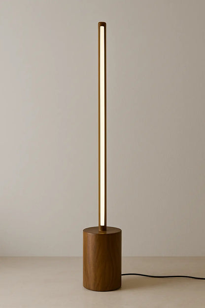 5 Feet Tall Wooden Floor Lamp – Sleek Cylindrical Rod Design - Rosewood