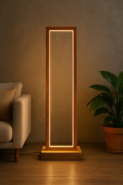 Tall Teak Wood Floor Lamp – A Statement of Warmth & Style