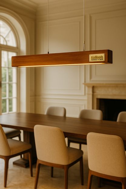 Rosewood Pendant Light – 30" Scandinavian Linear Design
