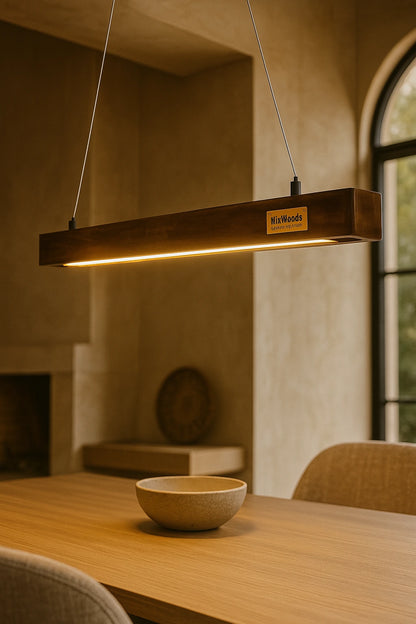 30 Inch Rosewood Hanging Light – Hollow Wooden Pendant for Modern Homes & Offices