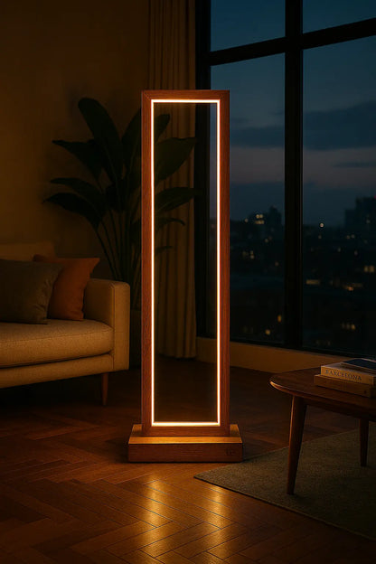 Tall Teak Wood Floor Lamp – A Statement of Warmth & Style