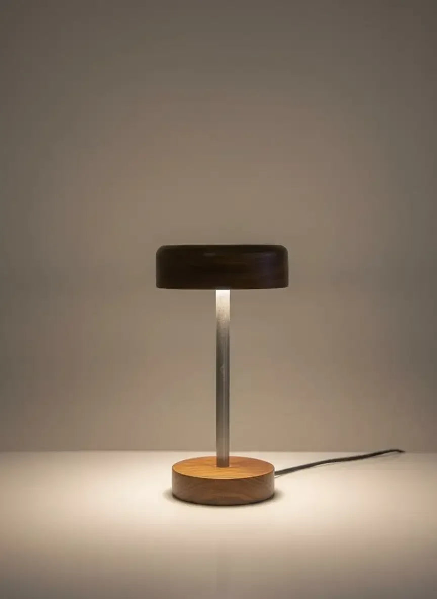 Rosewood & Stainless Steel LED Table Lamp – Modern Minimalist Elegance 3