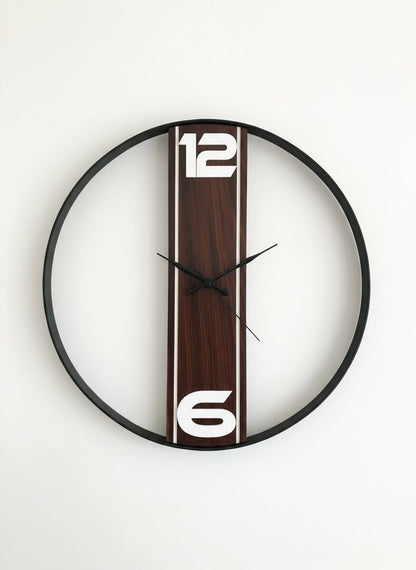 Modern Rosewood Wall Clock – 16” Minimal Frame with Sheesham Wood Accent