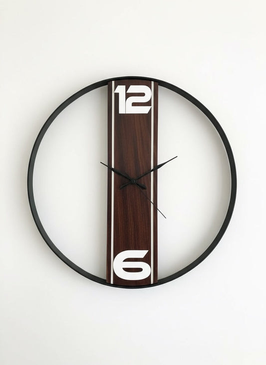 Modern Rosewood Wall Clock – 16” Minimal Frame with Sheesham Wood Accent