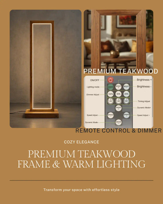 Tall Teak Wood Floor Lamp – A Statement of Warmth & Style