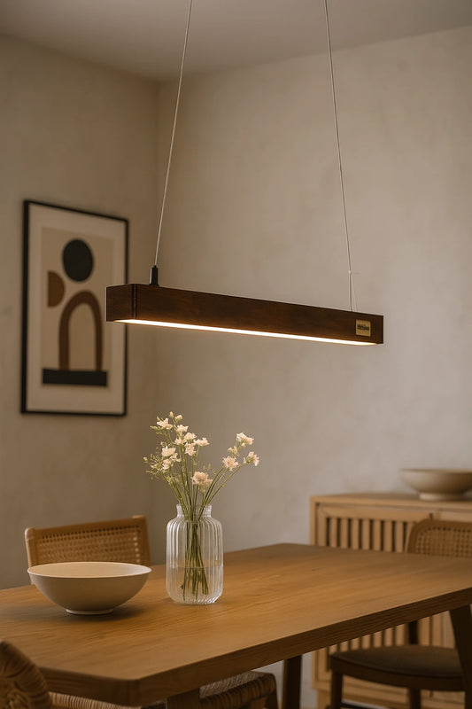 30 Inch Rosewood Hanging Light – Hollow Wooden Pendant for Modern Homes & Offices