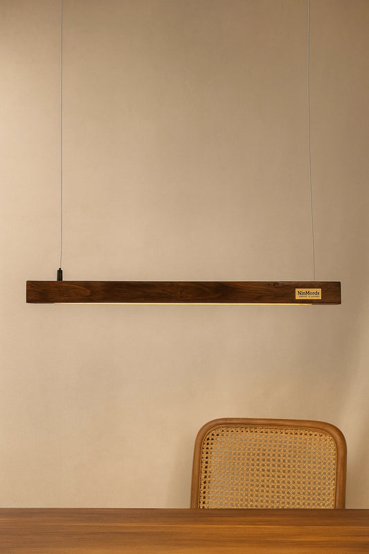 30 Inch Rosewood Hanging Light – Hollow Wooden Pendant for Modern Homes & Offices