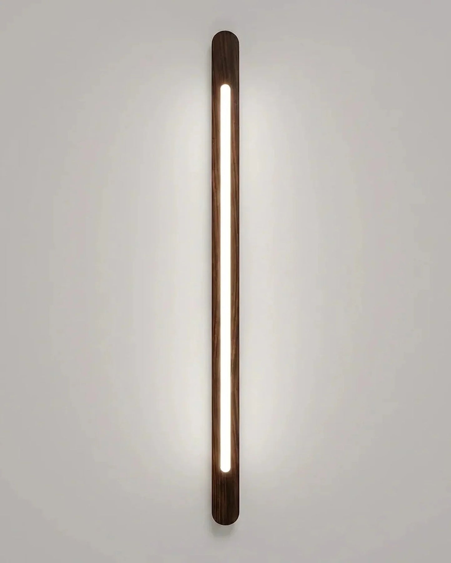 Vertical Wooden Wall Light in Indian premium rosewood — deep grain solid wood sconce with warm integrated LED