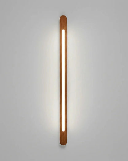 Vertical Wooden Wall Light in Indian premium teak — slim 37 inch solid wood sconce with warm integrated LED