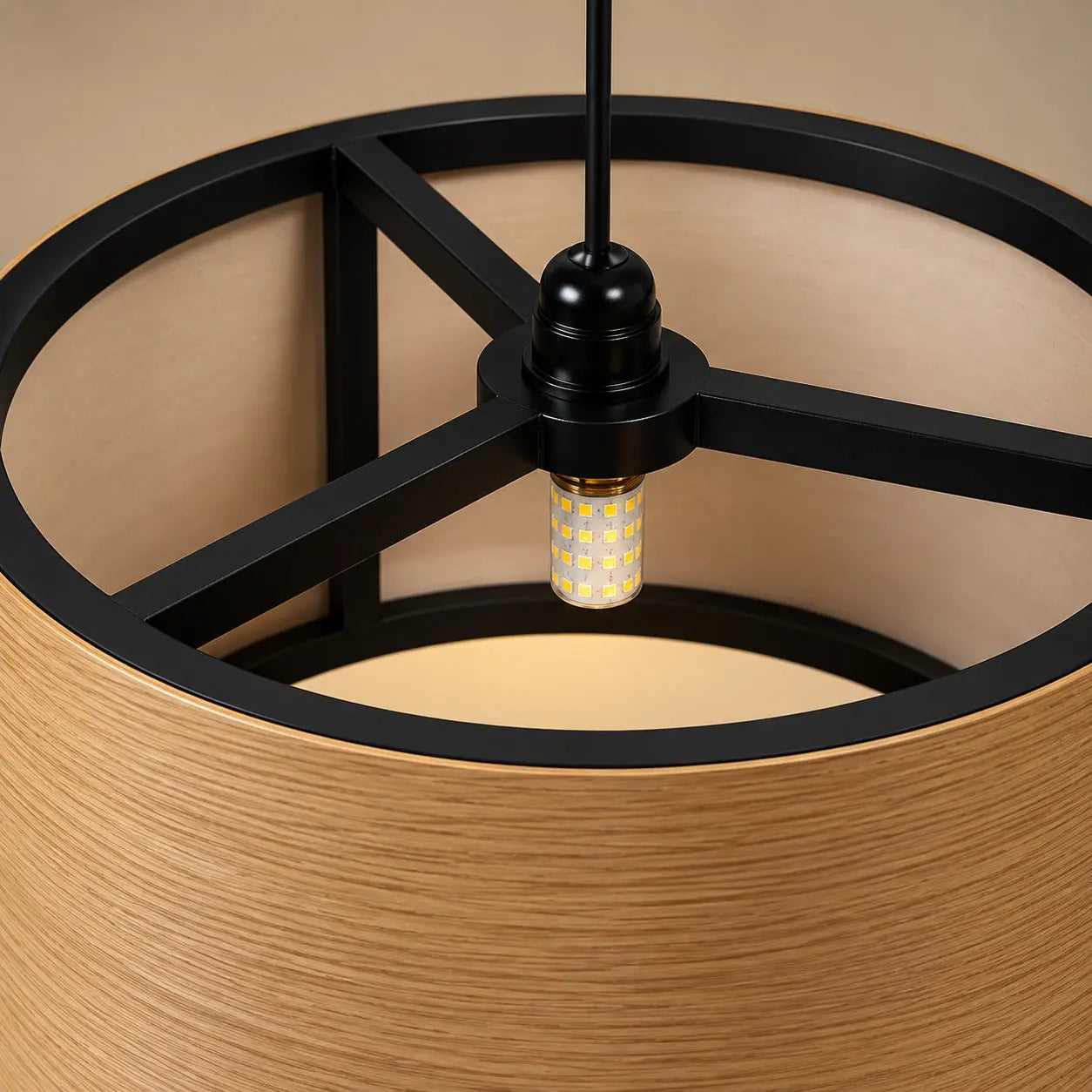 Aura Drum Kitchen Island Pendant Light | Solid Wood Wooden Hanging Lamp - NixWoods
