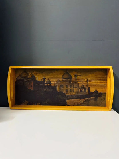 Imperial Taj Mahal Tray | Yellow Frame | Rectangular - NixWoods