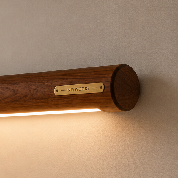 ArcLine 14-Inch Solid Wood LED Wall Light – Warm Ambient Wooden Sconce NixWoods