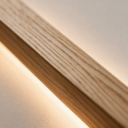Macro close-up of natural wood grain on LED wall sconce