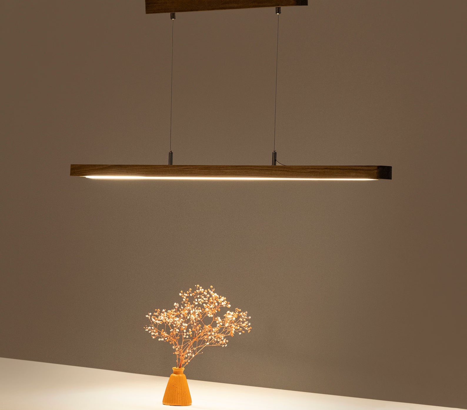 Double LED Curved | Teak Wood Pendant Light - NixWoods