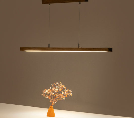 Double LED Curved | Teak Wood Pendant Light - NixWoods