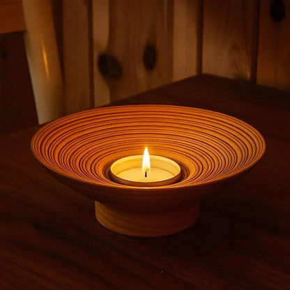 Rosewood candle holder sculpted bowl set of 3