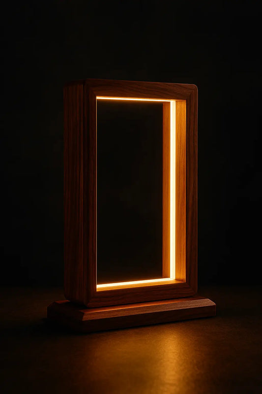 Aurora Frame Lamp – Handcrafted Rosewood Glow