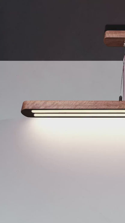 Double LED Curved | Teak Wood Pendant Light